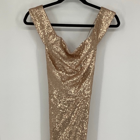 NEW! Dessy Collection Size 2 Mermaid Maxi Sequin Dress Rose Gold $285 msrp I24-7 - Picture 7 of 10